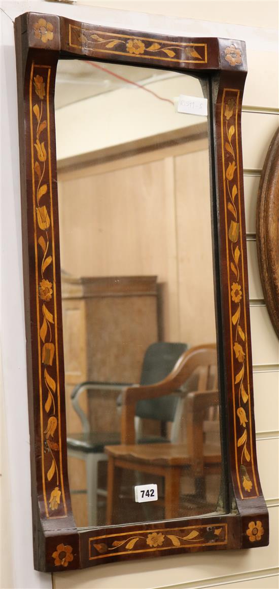 A Dutch inlaid mirror, W.74cm